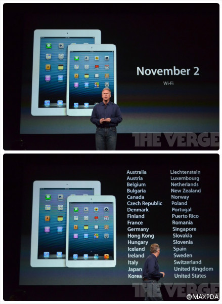 苹果iPad mini上市时间确定：10月26日开始接受预订