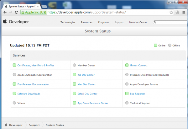 苹果开发者网站已回血60%:暂缺会员中心等六项服务