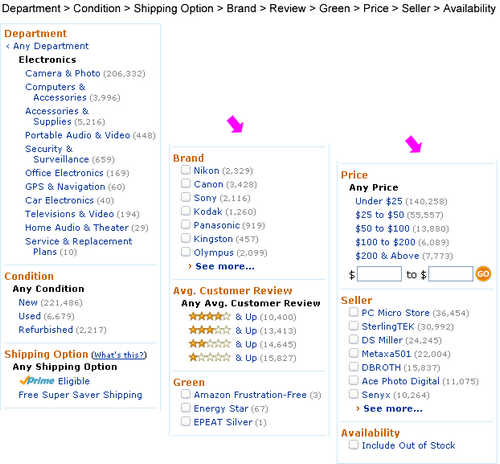 网页设计:超级面包屑的分面查找