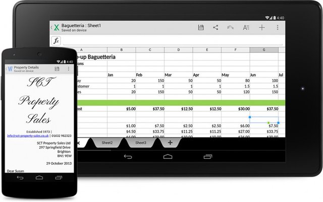 谷歌Android 4.4内置免费Quickoffice办公套件