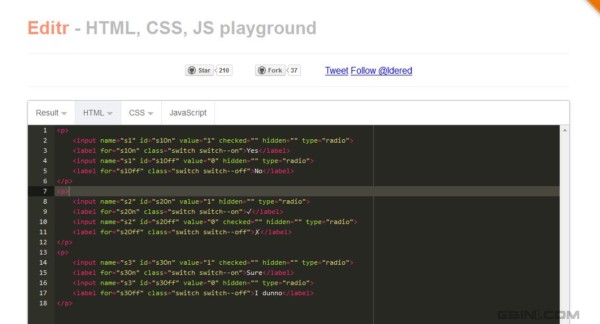 开源javascript/html/css的在线运行和调试 – editr