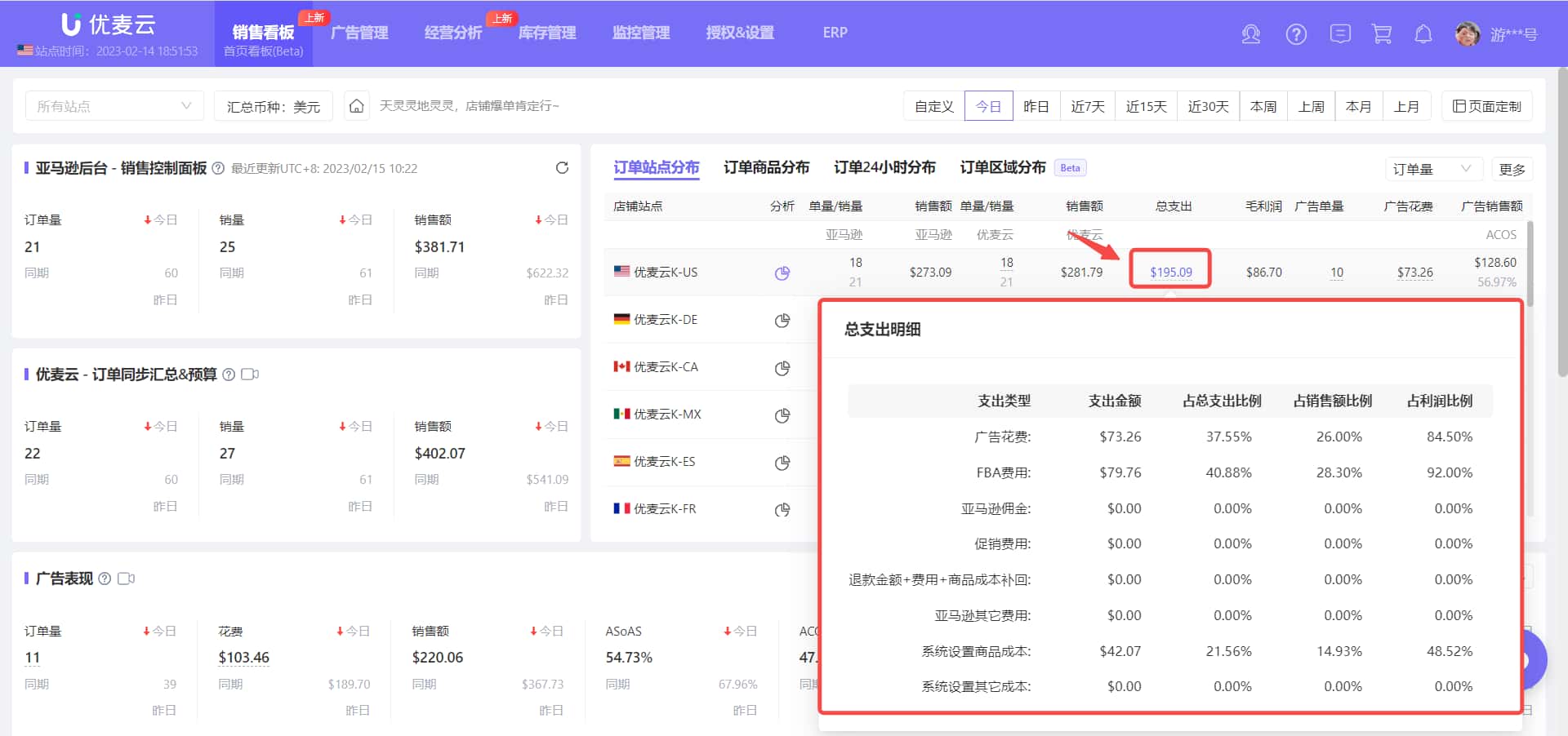 优麦云订单站点分布