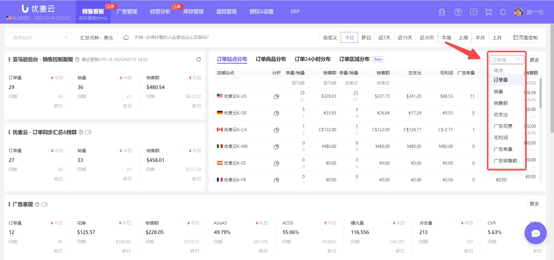 优麦云订单站点分布