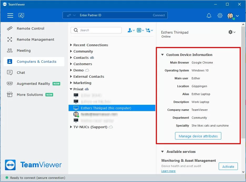 TeamViewer设备分组