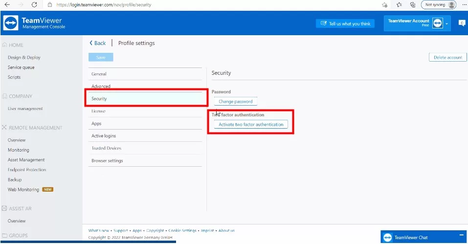 TeamViewer开/关双重认证