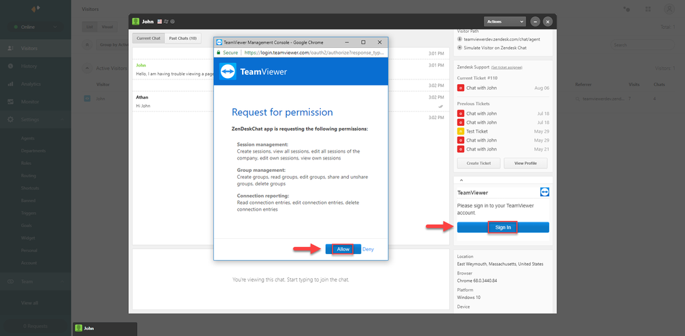 TeamViewer Zendesk集成
