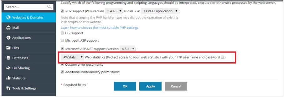 Plesk面板查看统计