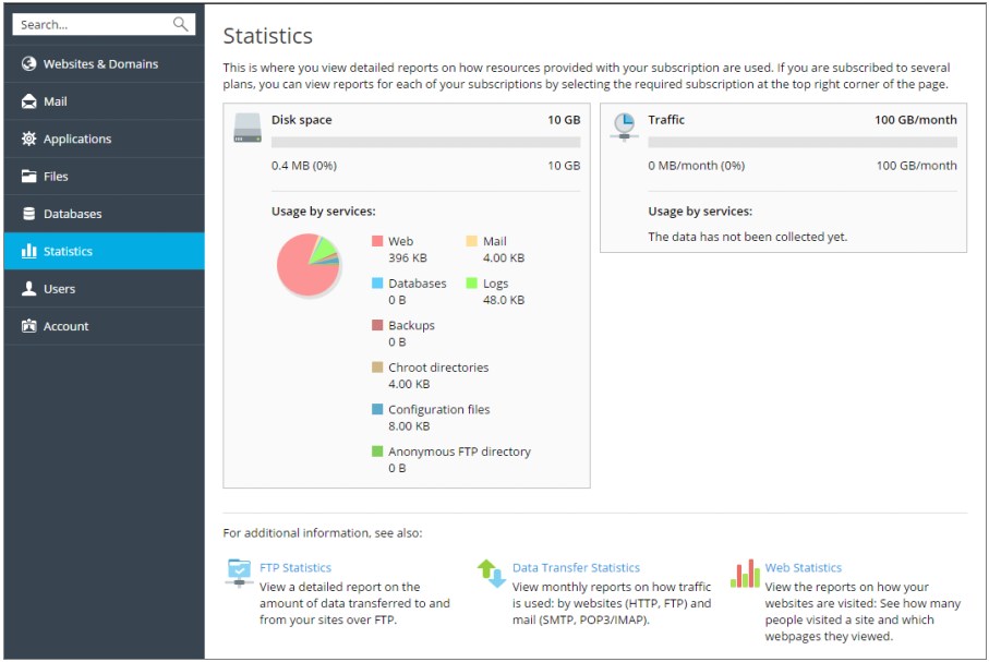 Plesk面板查看统计