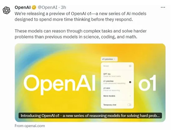 重磅!OpenAI正式推出传说中的“草莓”模型——o1