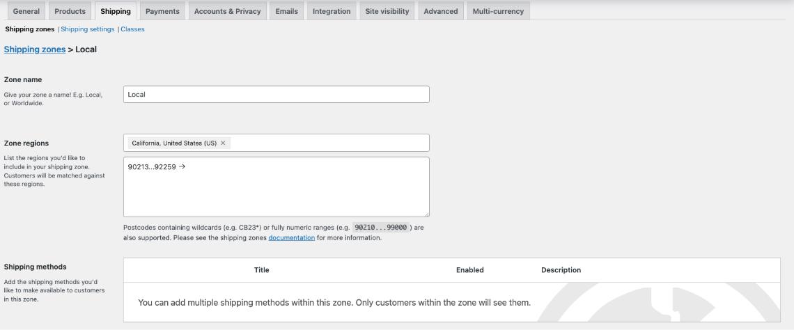 WooCommerce运输配送