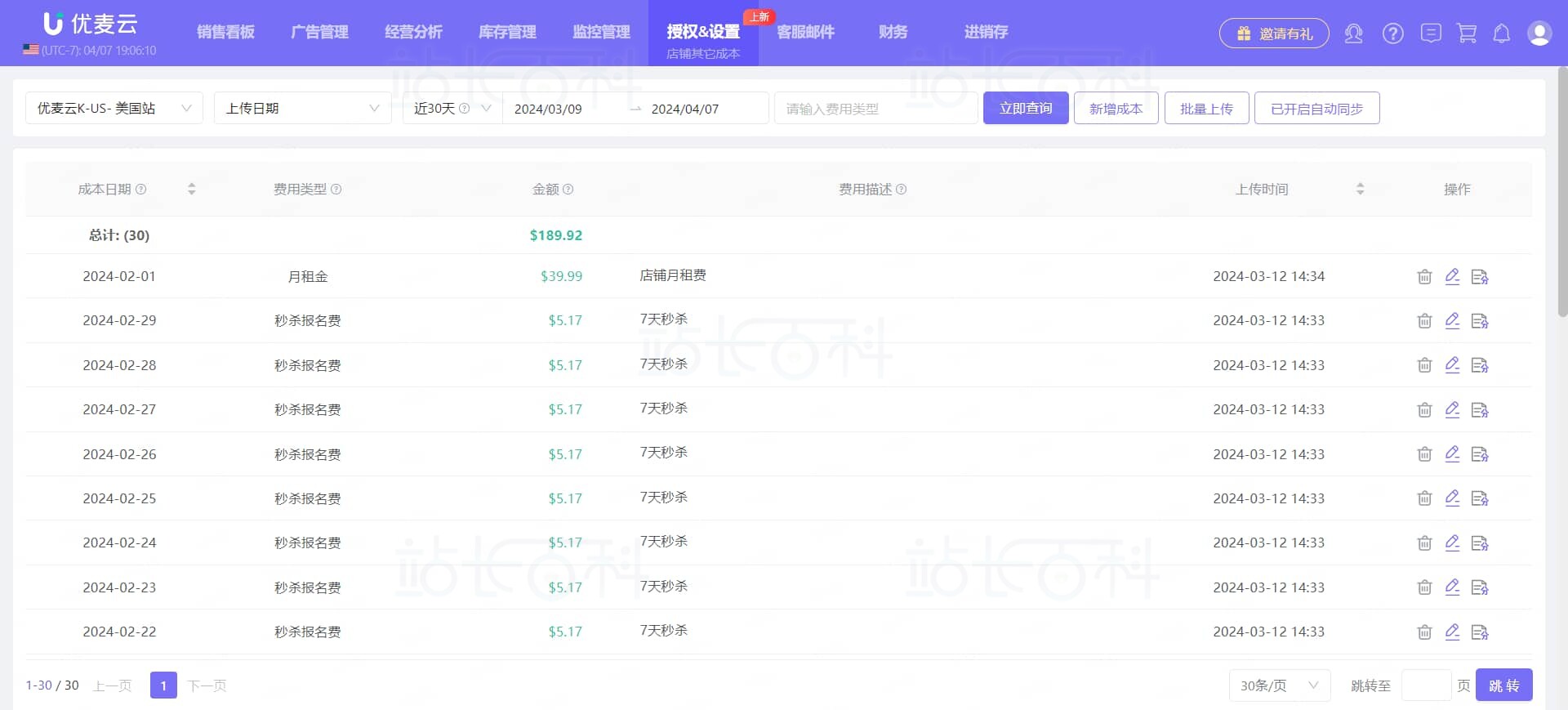 优麦云店铺其他成本