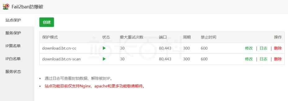宝塔面板Fail2ban插件