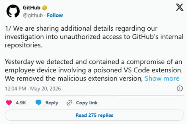 GitHub确认遭遇供应链入侵 近四千私有内部仓库数据泄露