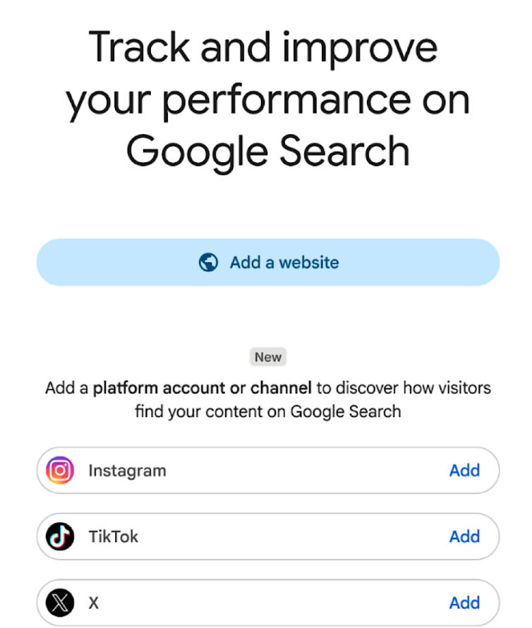 Google Search Console新增“平台资源”:可追踪TikTok、Instagram、X、YouTube内容搜索表现