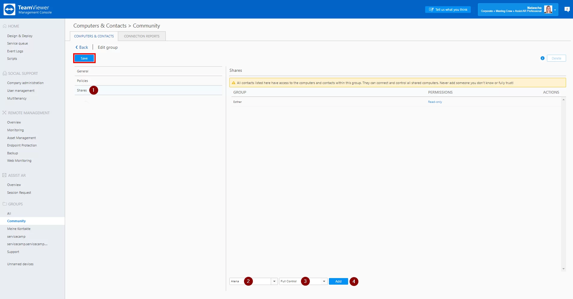 TeamViewer共享群组