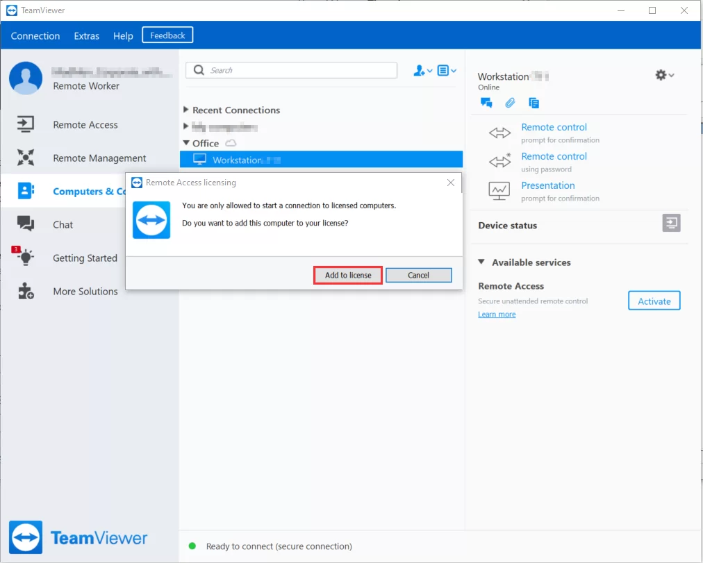 TeamViewer remoteworker