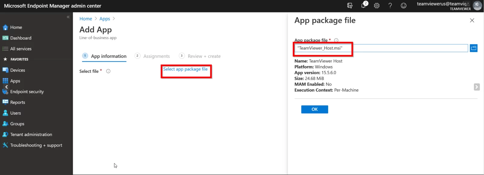 TeamViewer Intune配置