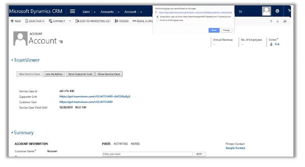 TeamViewer Dynamics集成