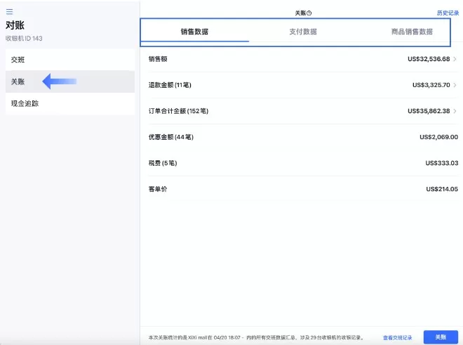 SHOPLINE POS交易报表