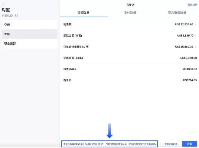 SHOPLINE POS交易报表