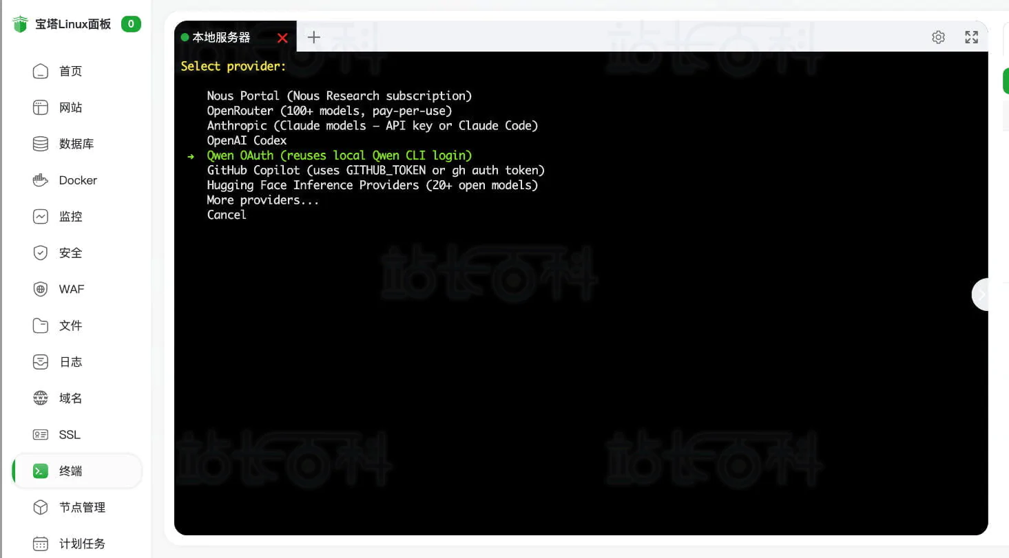 宝塔面板安装Hermes Agent+消息平台